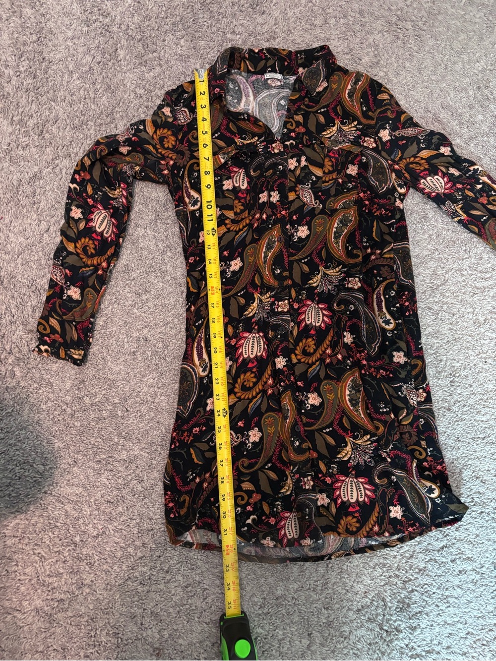 Pimkie Paisley Shirt Dress Boho Button Front Long Sleeve Size Small - Picture 7 of 11